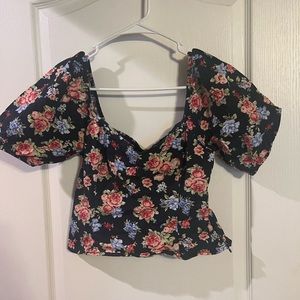 forever 21 floral puff sleeve top